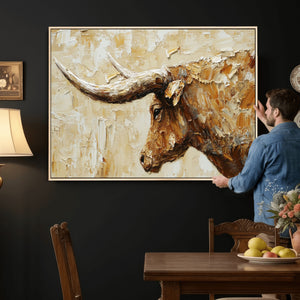Rustic Longhorn Bull Wall Art Canvas Print – Vintage Western