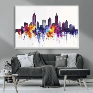 Atlanta Skyline Wall Art Canvas Print – Framed Colorful