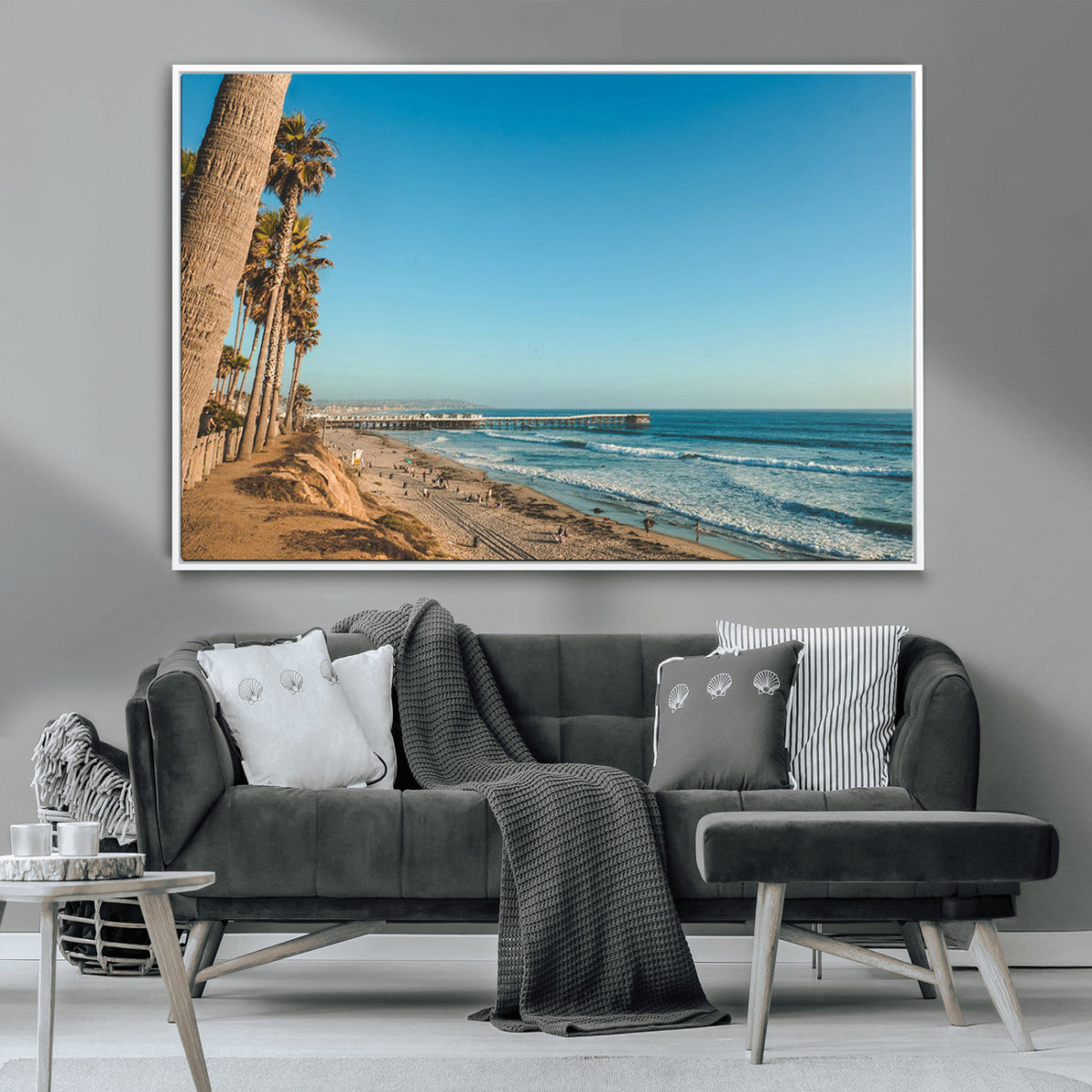 Scenic Beach Wall Art Canvas Print – Tall Palm Trees, Sandy