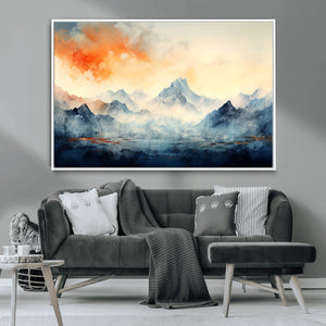 Warm Clouds Abstract Mountain Wall Art Canvas Print