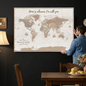 Personalized World Map Wall Art Canvas Print – Customizable
