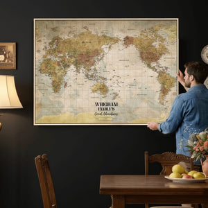 Personalized Push Pin World Map Canvas Print – Custom