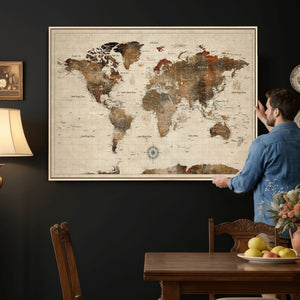 World Map Canvas Print – Framed Detailed Map of the World