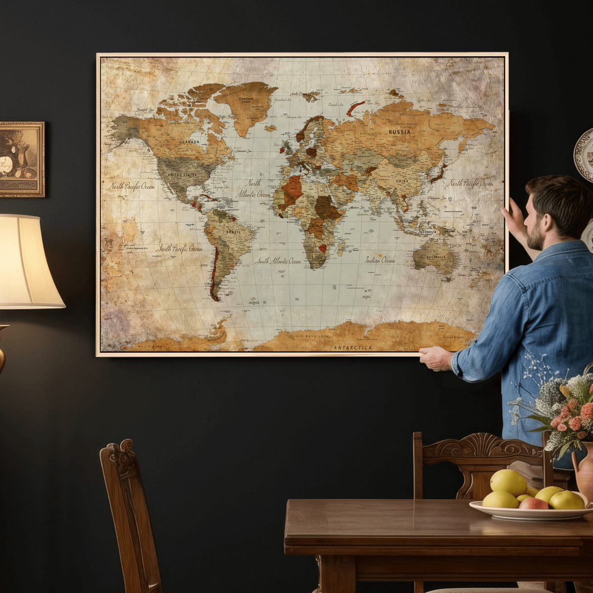 World Map Canvas Print – Detailed Map of the World Wall Art