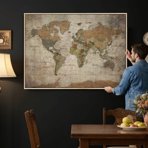 World Map Canvas Print – Framed Travel Map Wall Art for