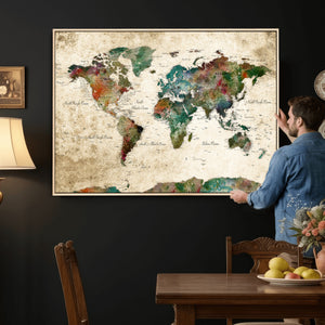 World Map Canvas Print – Framed Detailed Map of the World