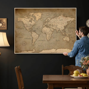 World Map Canvas Print – Framed Travel Map Wall Art for