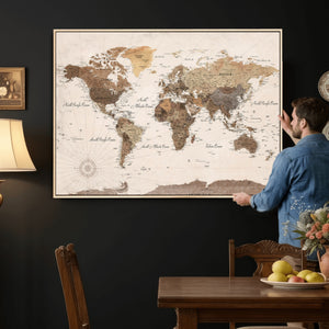 World Map Canvas Print – Framed Detailed Map of the World