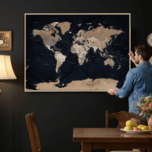 Grunge Wall Art World Map Canvas Print