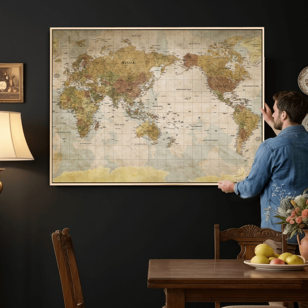 World Map Canvas Print – Detailed Map of the World Wall Art