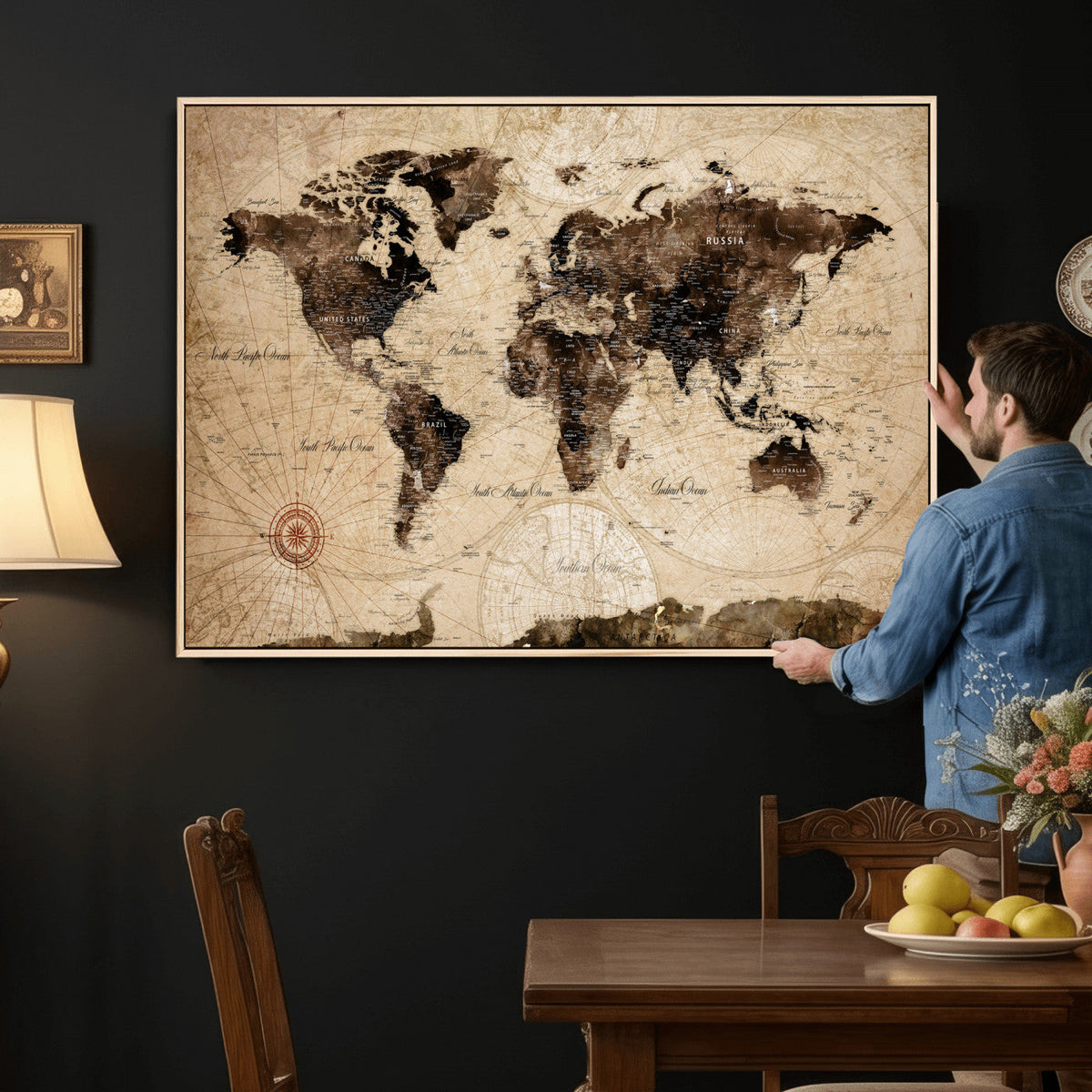 World Map Wall Art Canvas Print