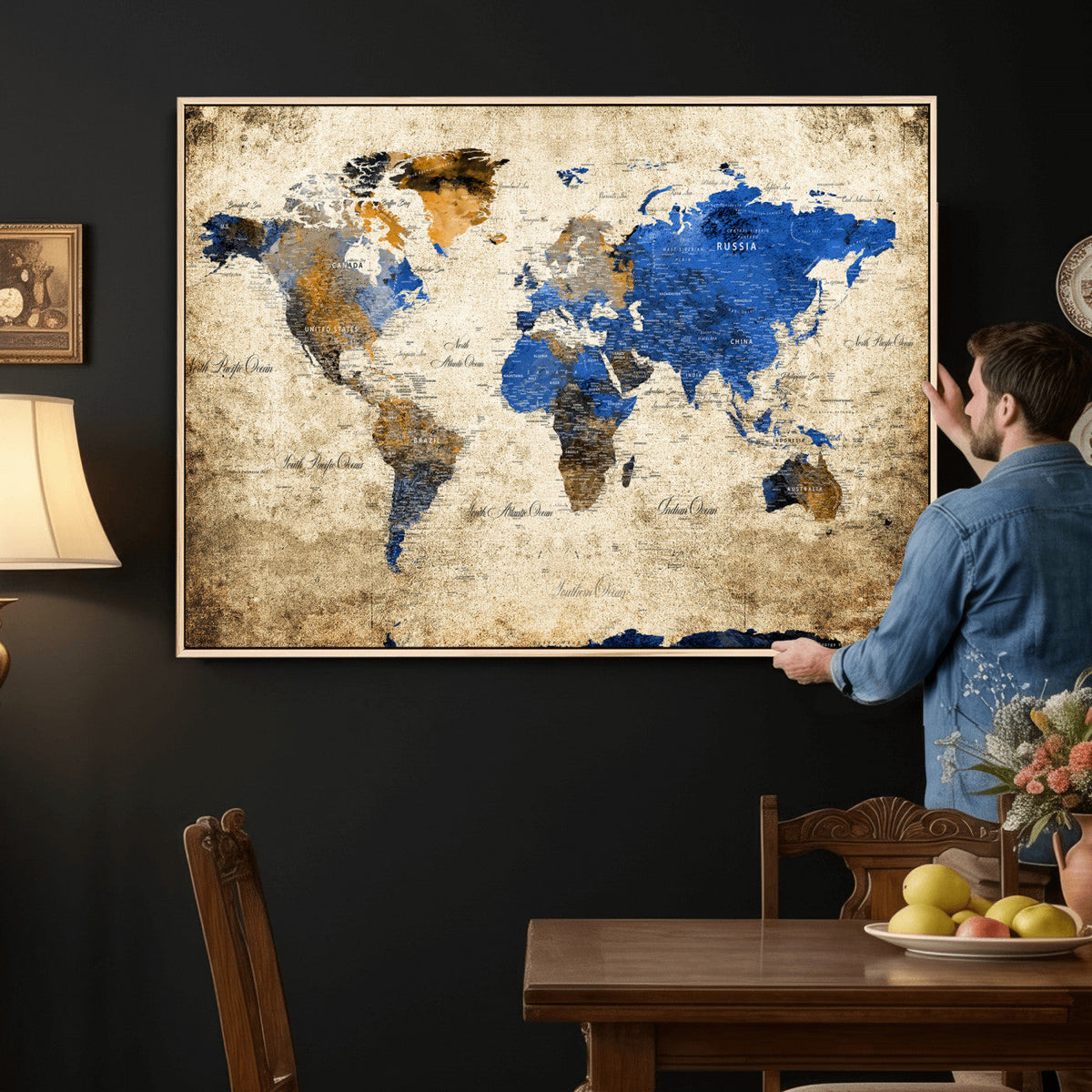 World Map Canvas Print – Colorful Abstract Travel Map,