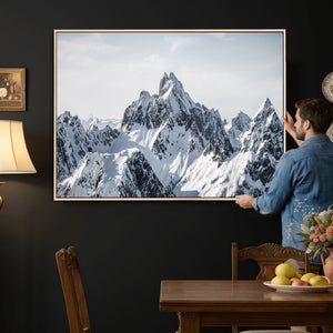 Snowy Mountain Range Canvas Print, Alpine Peaks Landscape