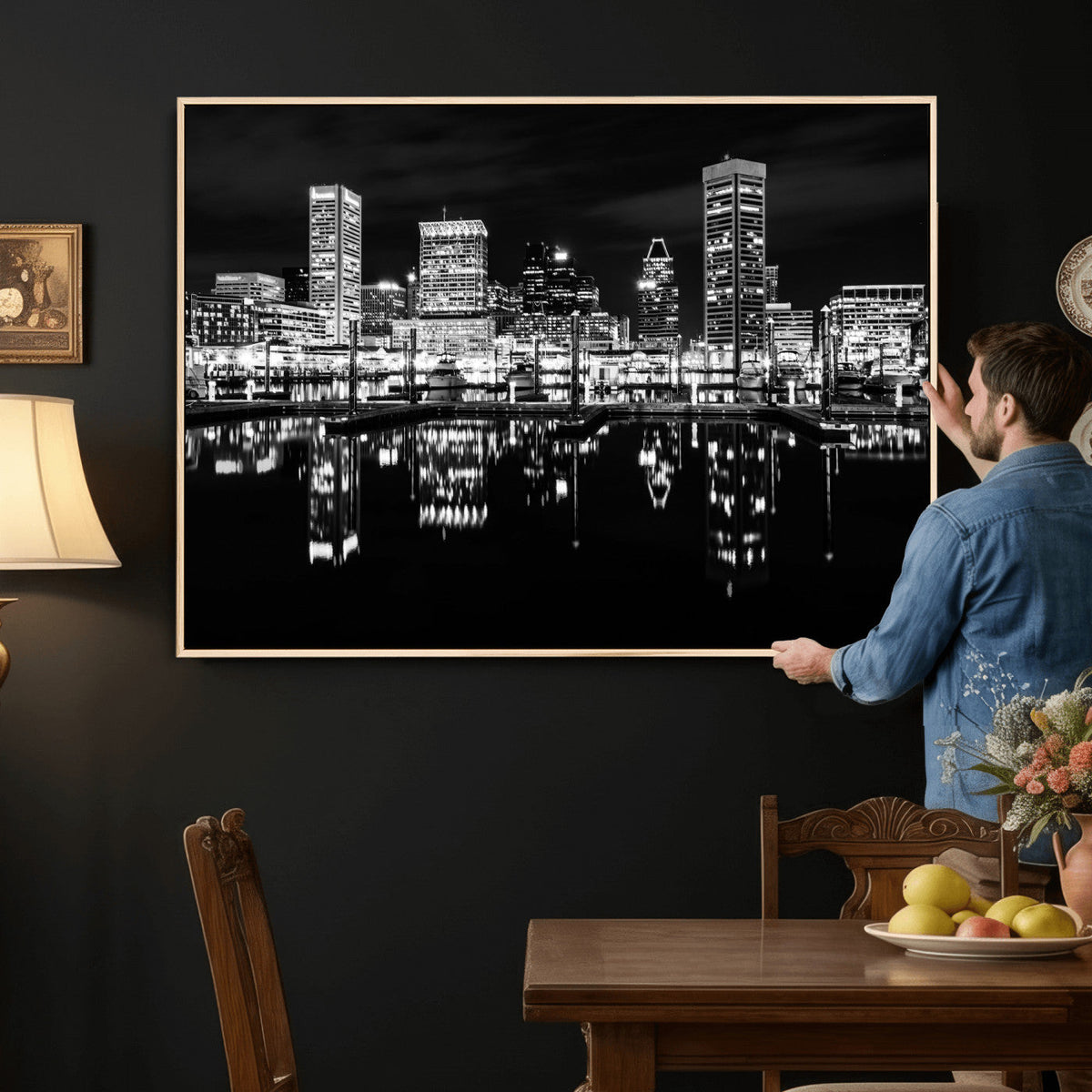 Baltimore Skyline Wall Art Canvas Print, Baltimore Downtown