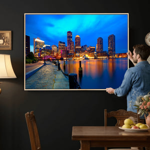 Boston Wall Art Canvas Print, Boston City Downtown Night
