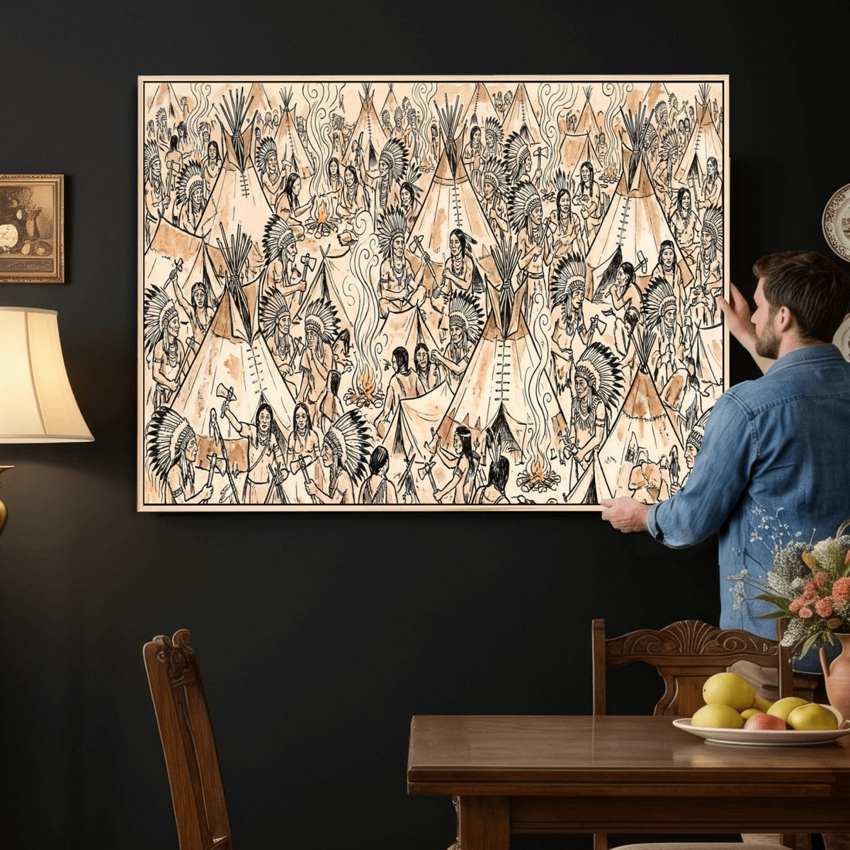 Native American Indian Wall Art Canvas Print - Abstract