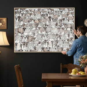 Abstract Texas Cow Wall Art Canvas Print - Farm Longhorn