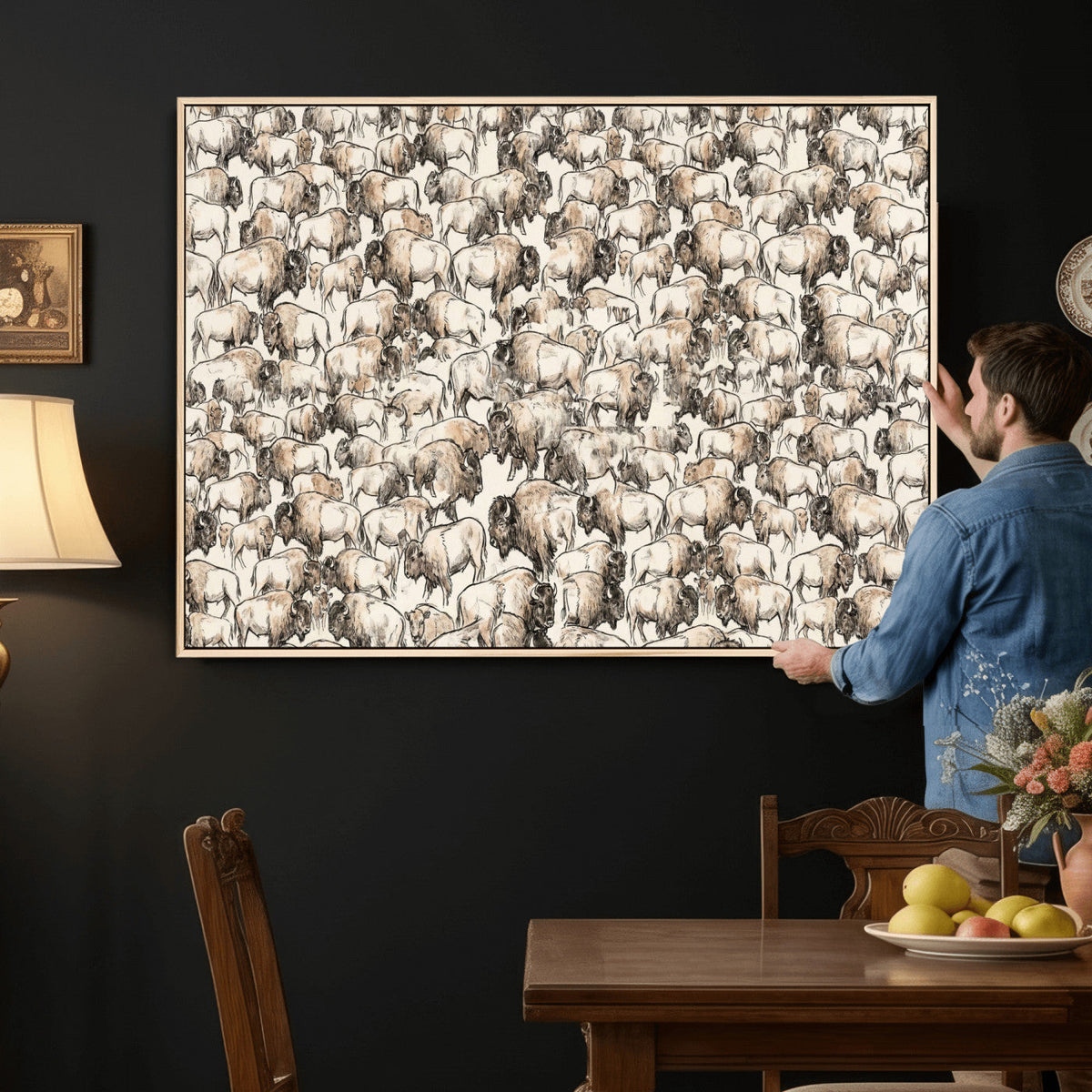 American Bison Canvas Print - Abstract Buffalo Wall Art