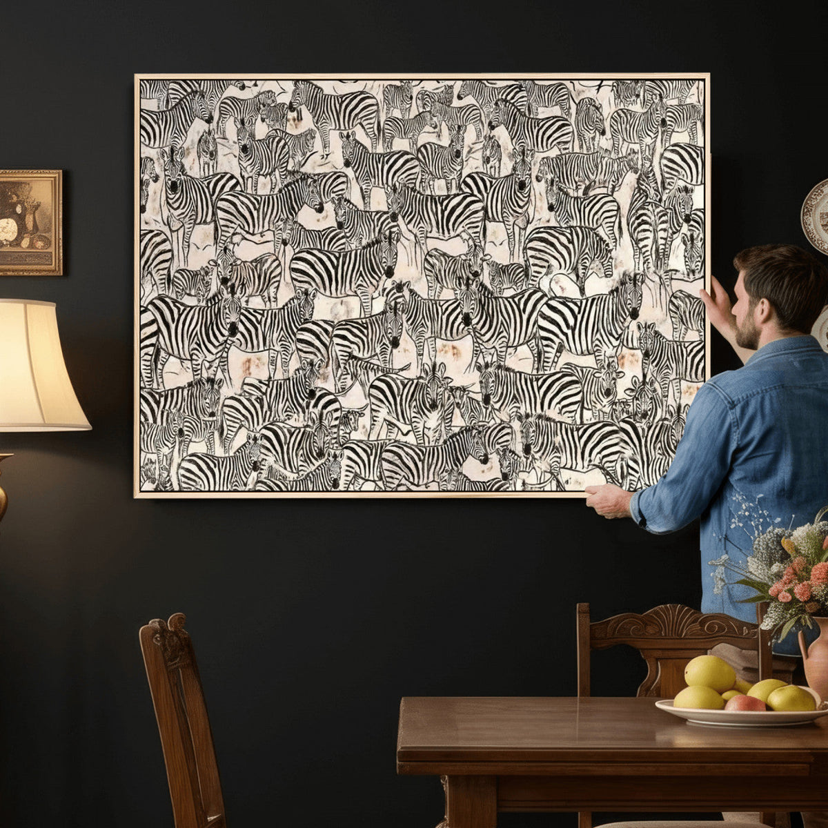Abstract Zebra Wall Art Canvas Print for Farmhouse Decor