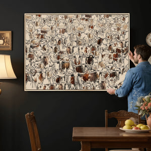 Abstract Longhorn Wall Art Canvas Print - Farm Animal