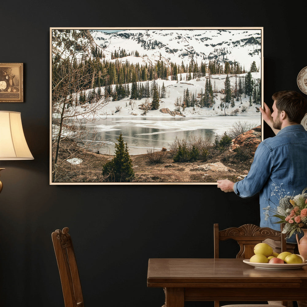 Snowy Mountain Landscape Wall Art Canvas Print, Alpine Pine