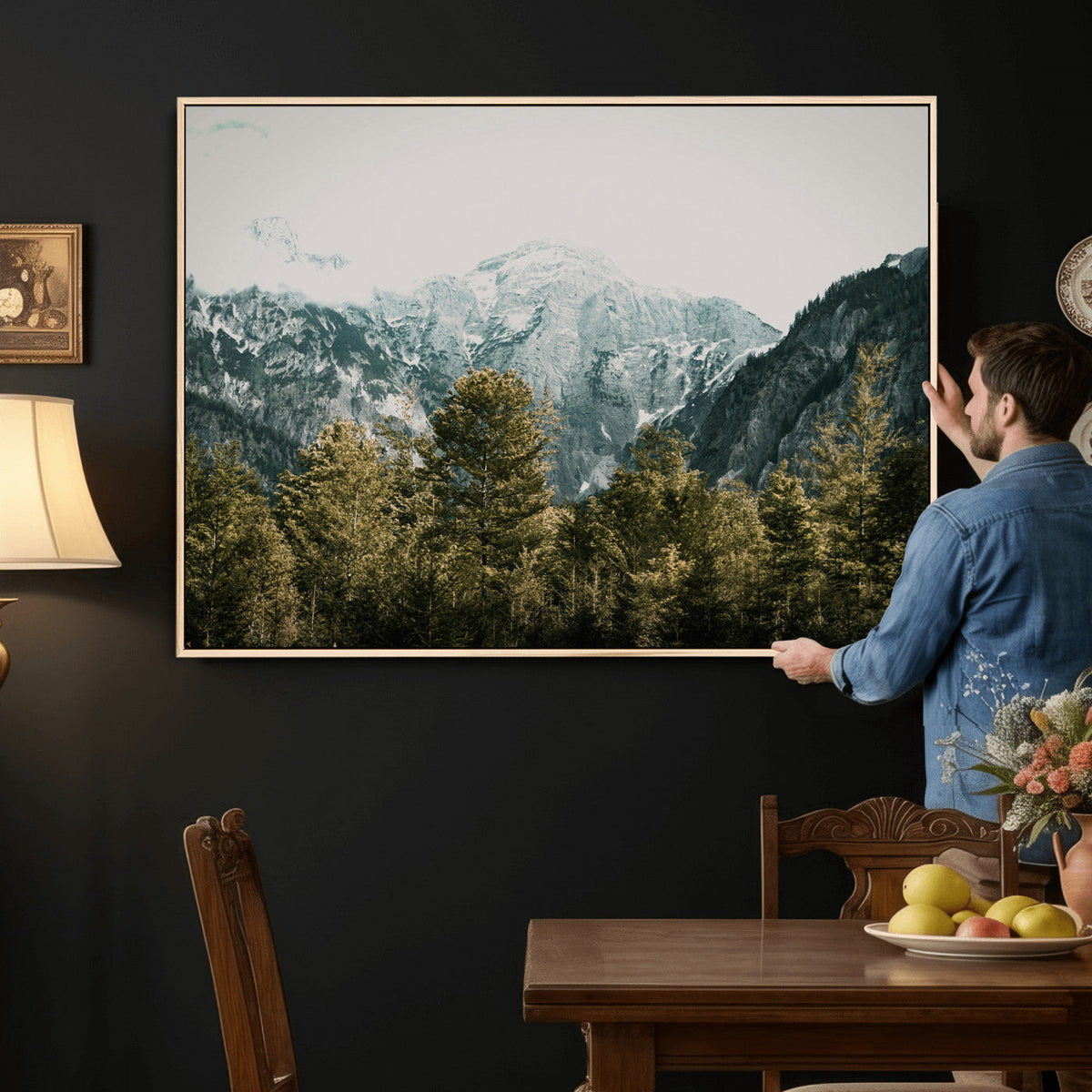 Mountain Forest Wall Art Canvas Print, Alpine Landscape