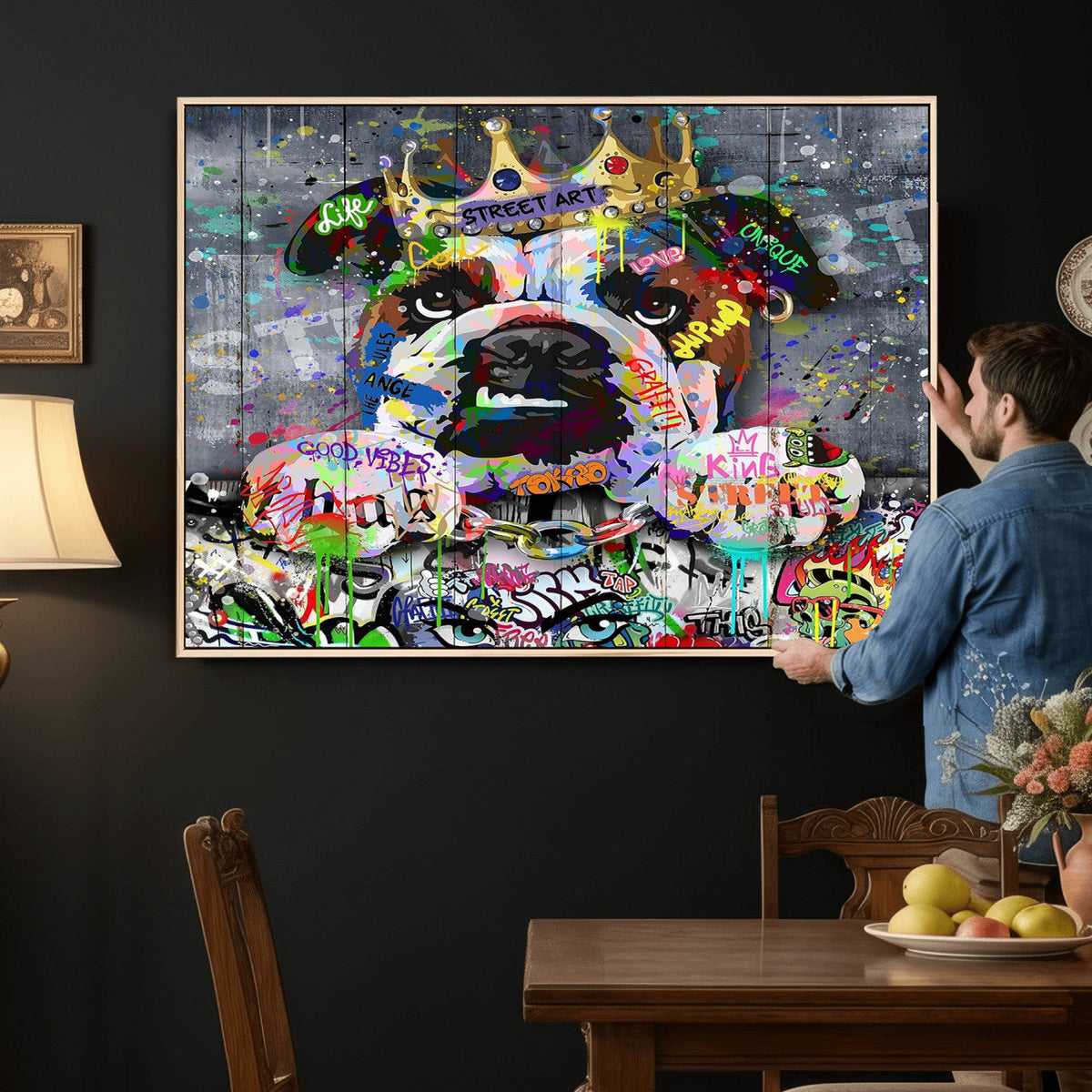 Graffiti Dog Wall Art Decor for Teen Bedroom - Abstract