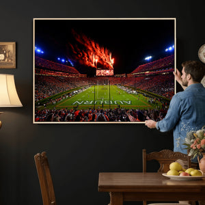 Auburn Stadium Wall Art Canvas Print, College Football Night