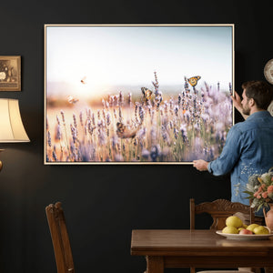 Lavender Field Wall Art Canvas Print, Butterfly Floral