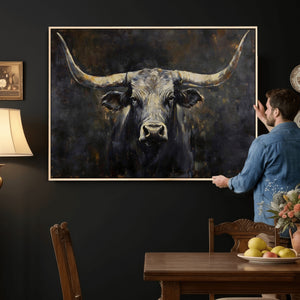 Rustic Longhorn Bull Wall Art Canvas Print – Vintage Western
