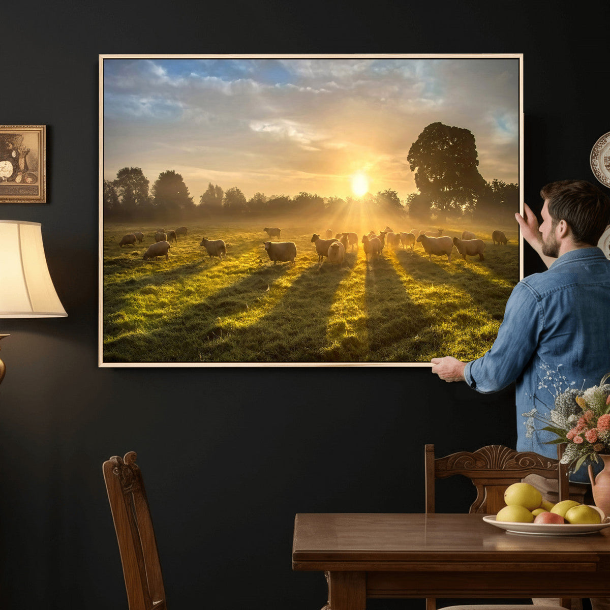 Sheep Wall Art Canvas Print – Rural Farm Animal Artwork