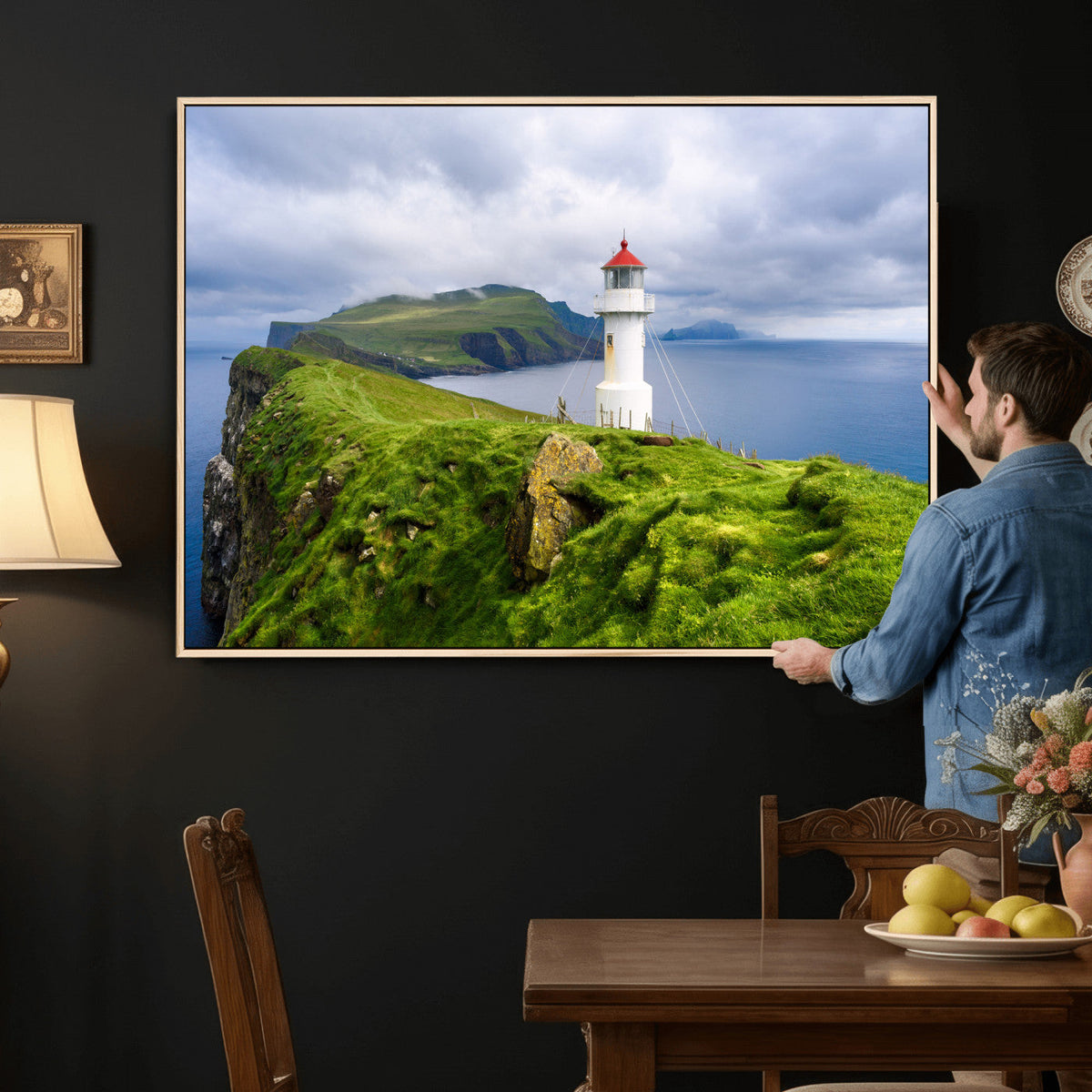 Cliffside Lighthouse Wall Art Canvas Print – Coastal