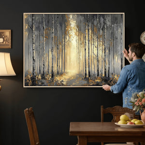 Abstract Birch Forest Wall Art Canvas Print – Modern Neutral