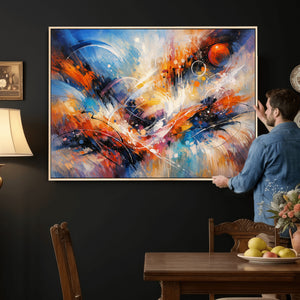 Lyrical Abstraction Wall Art Canvas Print, Orange Blue
