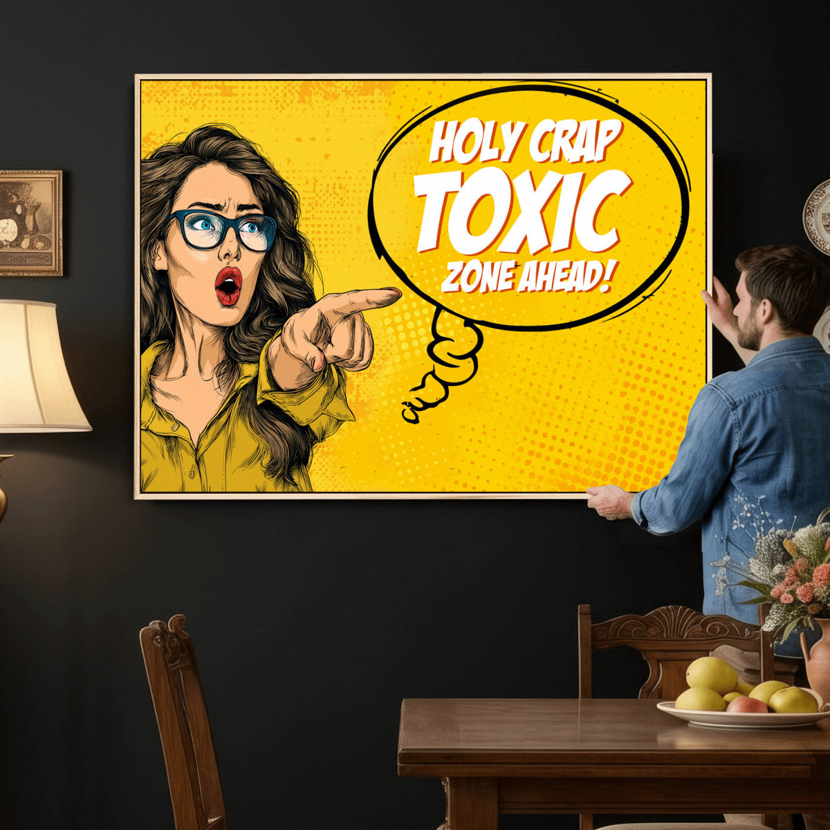 Pop Art Print Bathroom Sign Wall Art Canvas Print — Funny
