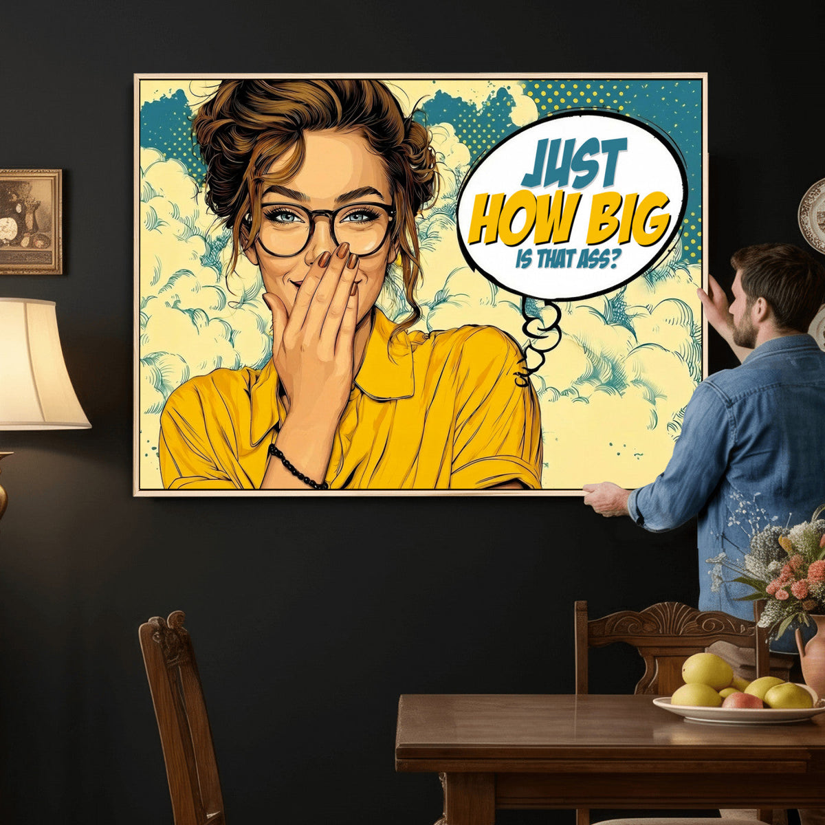 Pop Art Print Bathroom Sign Wall Art Canvas Print — Funny