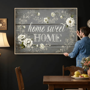Home Sweet Home Wall Art Canvas Print, Floral Farmhouse