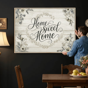 Home Sweet Home Wall Art Canvas Print, Floral Farmhouse