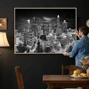 Charlotte Skyline Canvas Wall Art Print – North Carolina Cityscape Photography Print