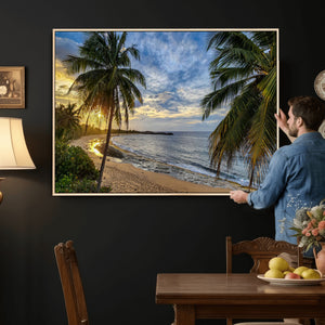 Mar Chiquita Beach Puerto Rico Canvas Wall Art, Manati Caribbean Coastal Photography Print, Tropical Ocean Sunset Decor