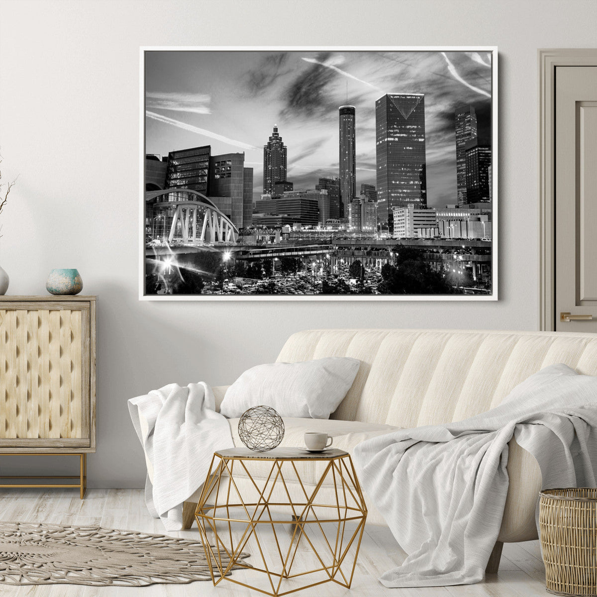 Black and White Atlanta Wall Art Canvas Print