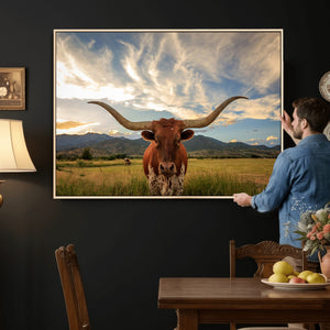 Texas Longhorn Canvas Wall Art – Majestic Triptych Animal