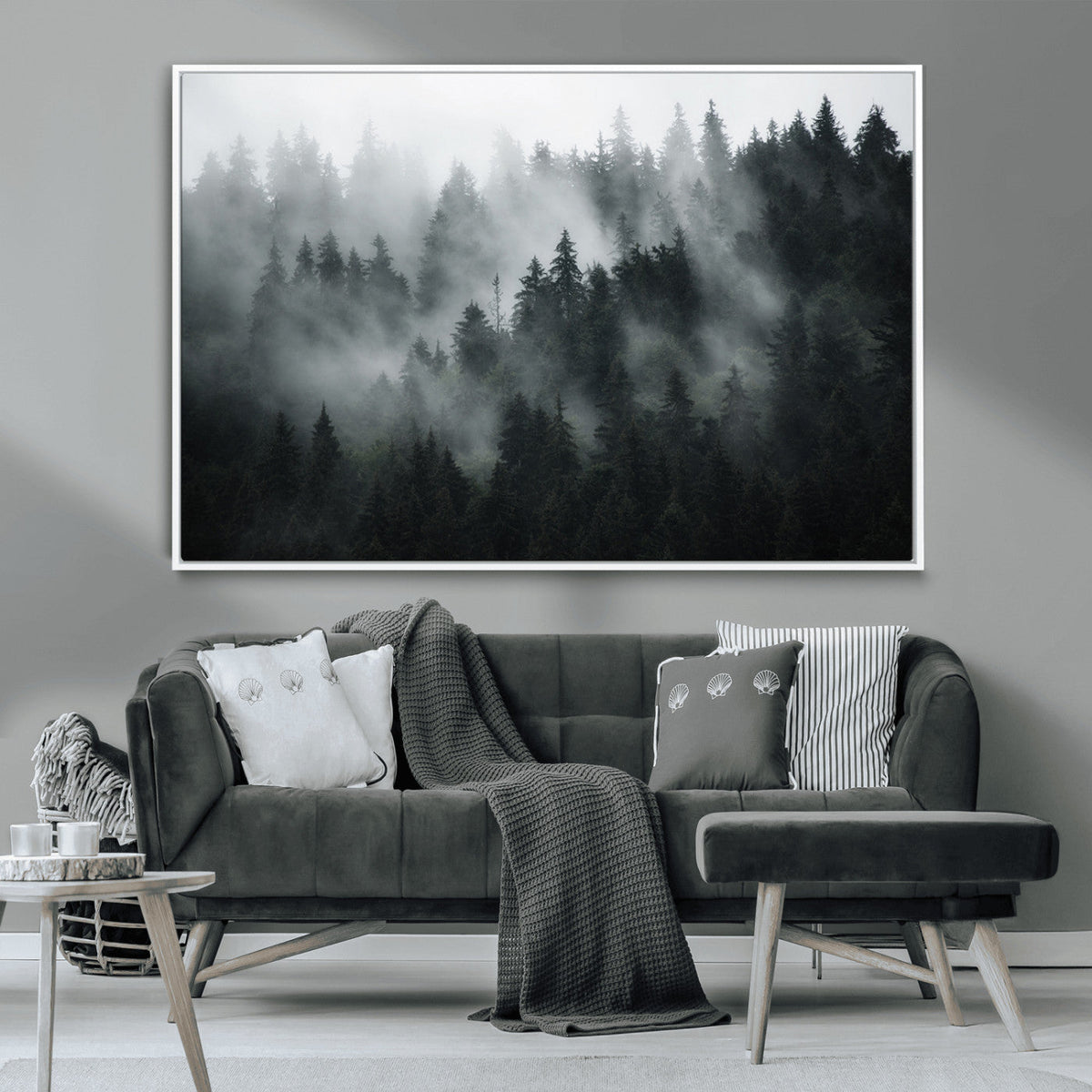 Foggy Forest Wall Art Canvas Print | 3 Panel Large Misty