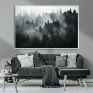 Foggy Forest Wall Art Canvas Print | 3 Panel Large Misty