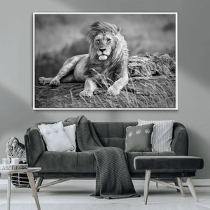King Forest Lion Wall Art Canvas Print – Framed Majestic