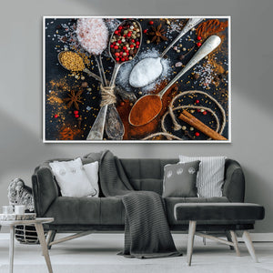 Spices and Seasonings Canvas Wall Art – Colorful Triptych