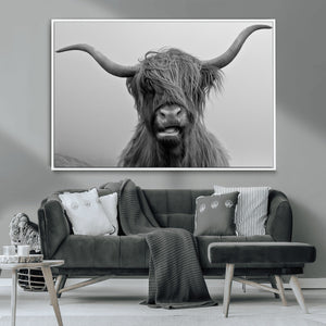Texas Cow Wall Art Canvas, Texas Longhorn Cattle Canvas