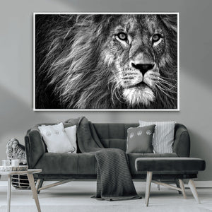 Black and White Lion Canvas Wall Art Print – Wildlife