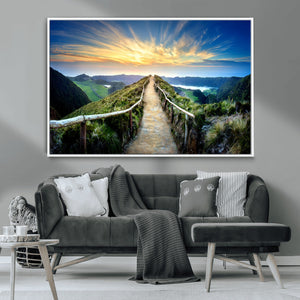 Mountain and Sunset Wall Art Canvas Print