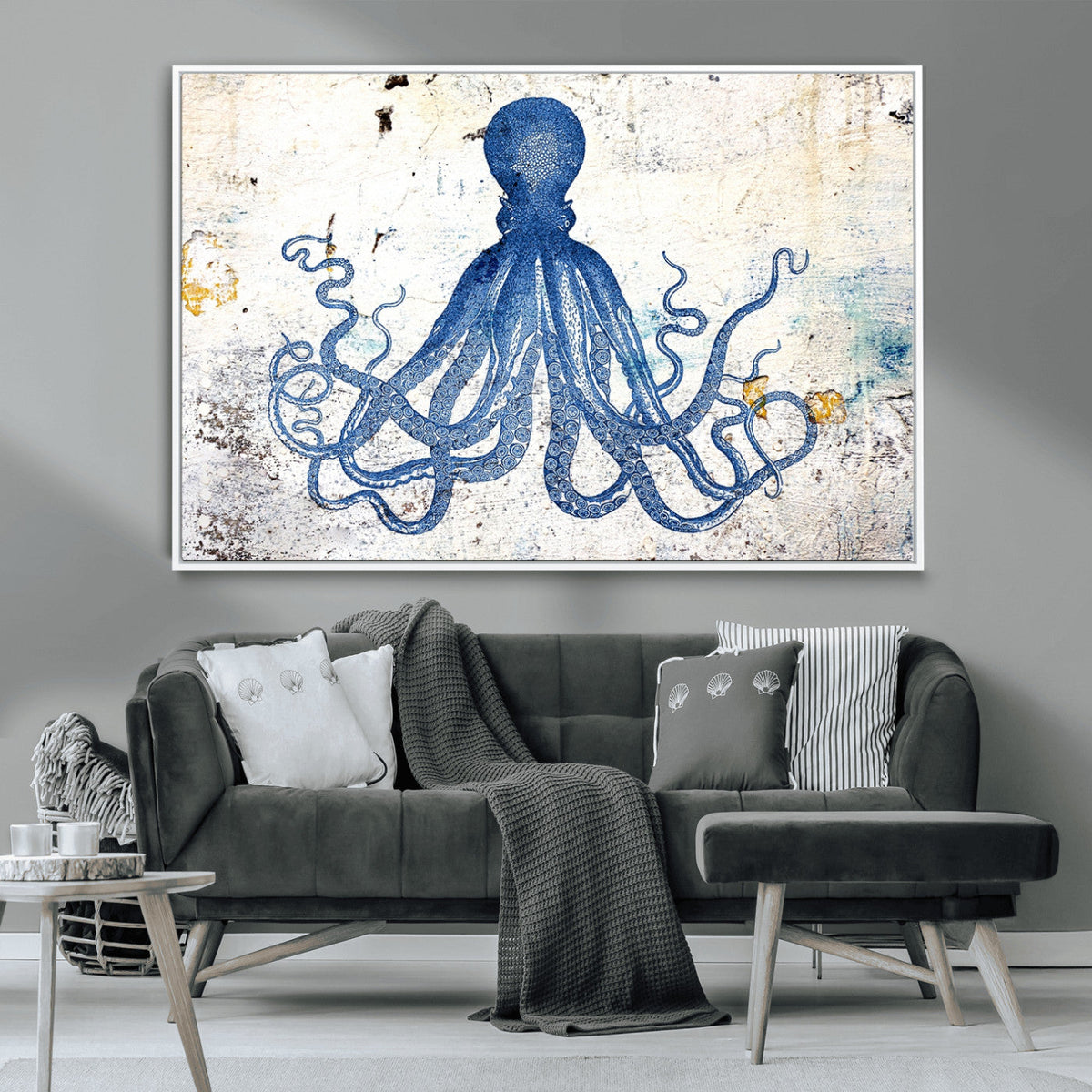 Octopus Canvas Wall Art | Coastal Marine Life Artwork for